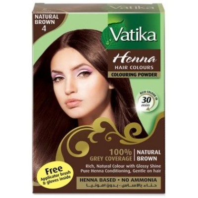 Краска для волос с хной Ватика - коричневый - Дабур - 6 шт - 10 гр