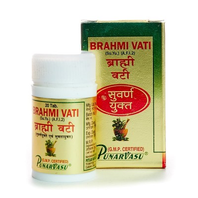 Брами вати с золотом / Brahmi vati Su.Yu. - лучший тоник для нервной системы - Пунарвасу - 20 таб