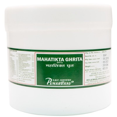 Махатикта гхрита / Mahatikta ghrita - тяжелое состояние кожных заболеваний, катаракта - Пунарвасу - 200 гр